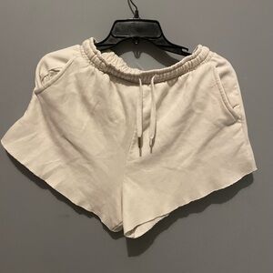 We Wore What pull on cut off sweat SHORTS‎ Off White size S